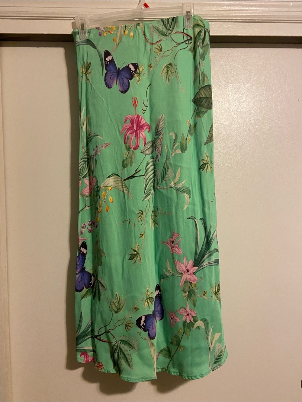 Anthropologie Tilda Skirt Medium - Green Floral & Butterfly Midi Skirt